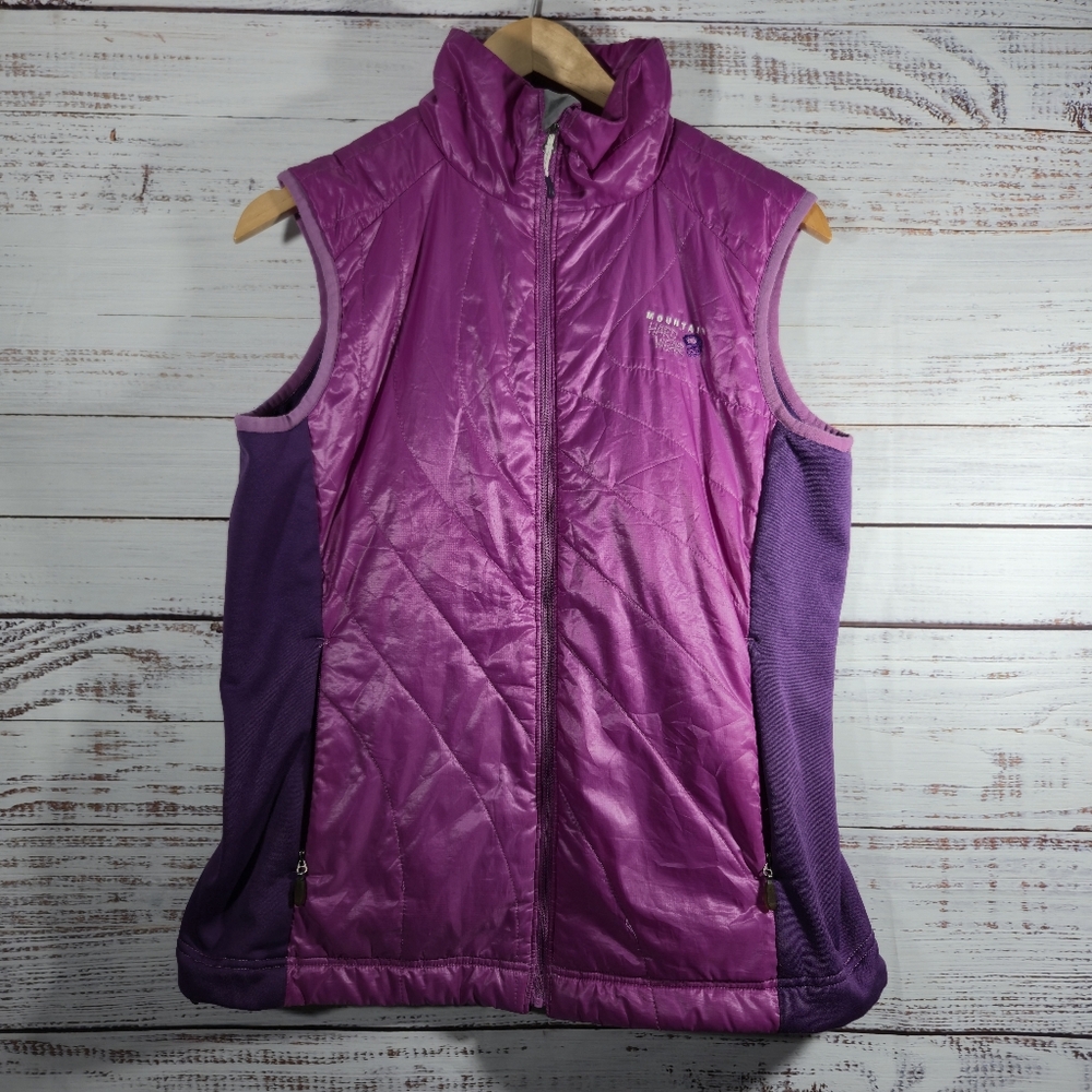 Mountain Hardwear Puffer Vest Women Medium Purple Full Zip Outdoor Hike Warm